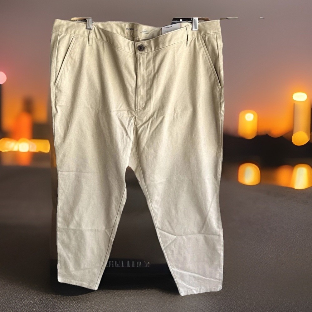 NWT Old Navy Womens Chino Skinny Pants Beige Tan Khaki Size 20 Cotton Stretchy
